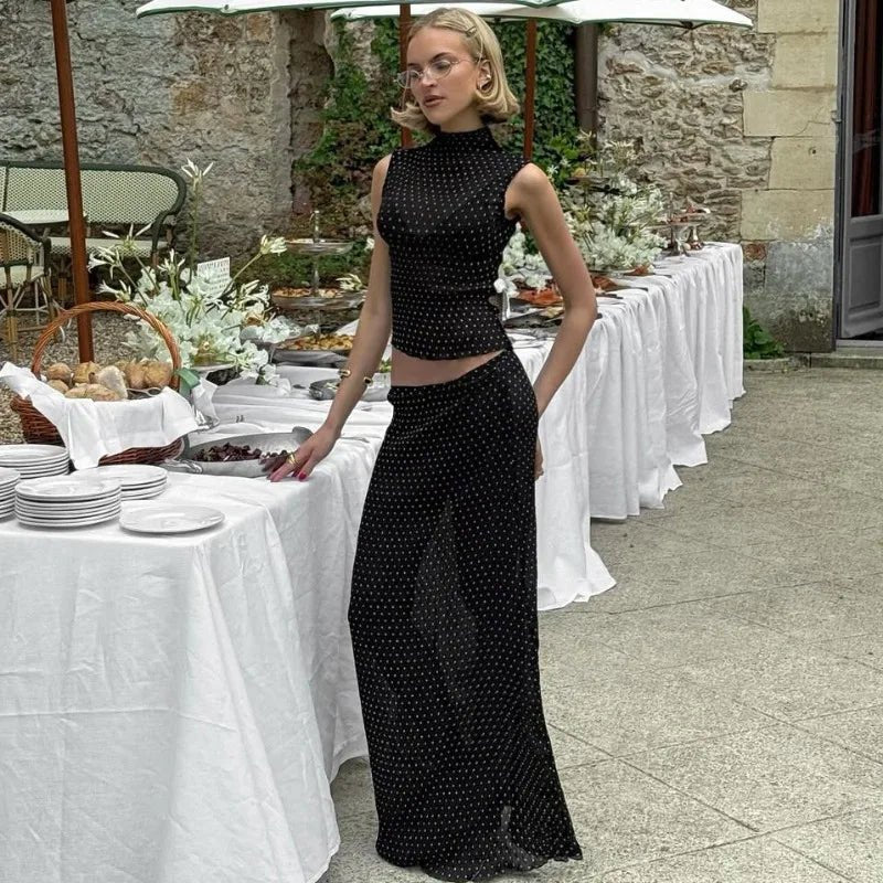 SOERA Petra Polka Dot Sleeveless Two-Piece Set - Matching Sets -  XS