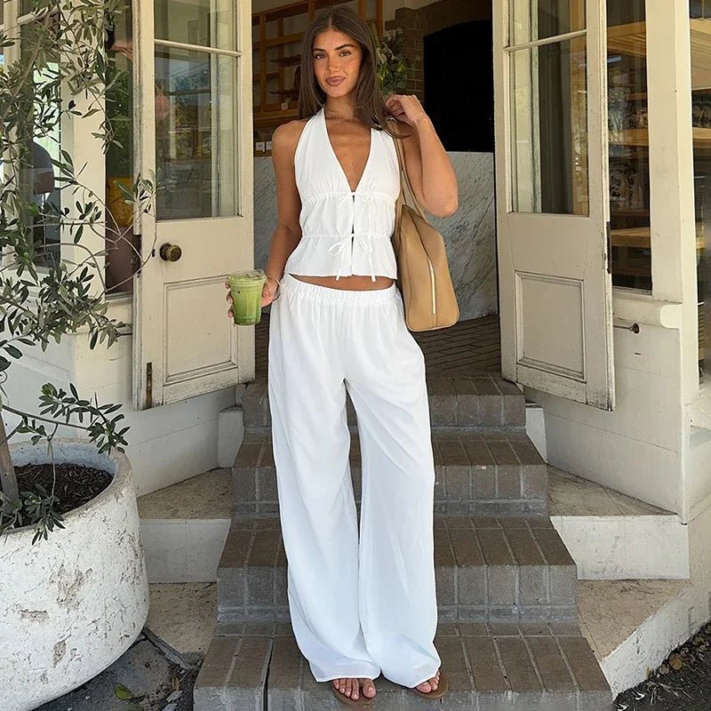 SOERA Renata Halter Cotton Two - Piece Set - Matching Sets -  White S