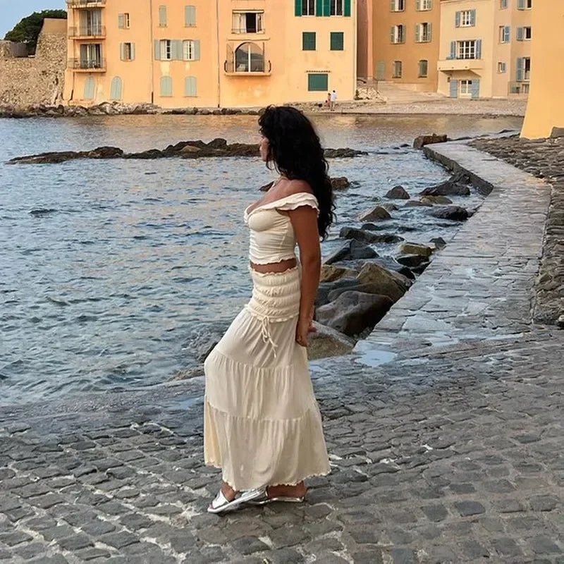 SOERA Zendaya Ruffled Crop Top Maxi Skirt Set - Matching Sets - Dq1774532669750949248 Top S