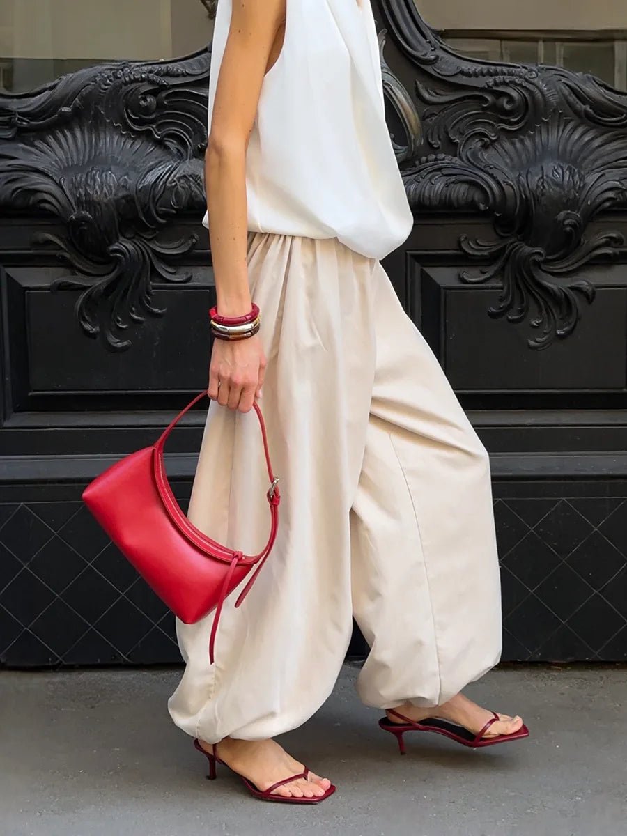 SOERA Amethyst Wide Leg Cotton Trousers - Pants - SOERA-410371-BEI-S-52483 Beige S