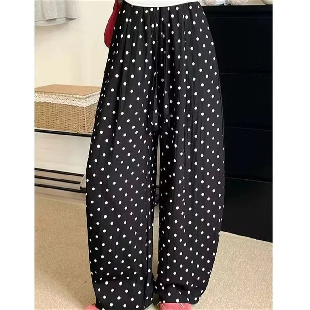 SOERA Elizabeth Polka Dot Wide Leg Linen Pants - Pants - 1005009521697370-;gU1774621567944745470 Black M