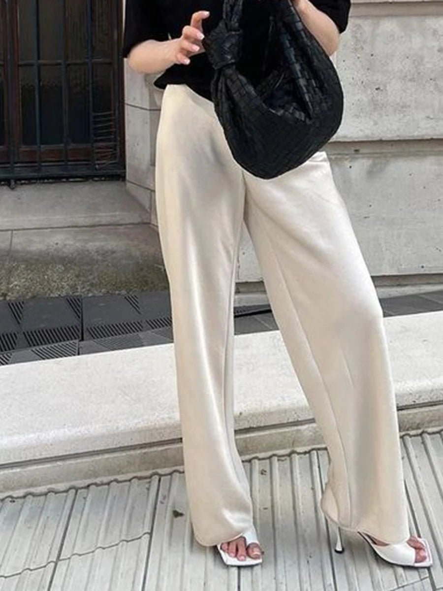 SOERA Wendy Wide Leg Satin Trousers - Pants - 3256808273823050-;EV1763832189655865045 Black S