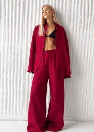 Adero Relaxed Cotton Shirt & Wide-Leg Pants Set