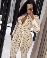 Conjunto Jia de pantalón de lunares y cintura alta