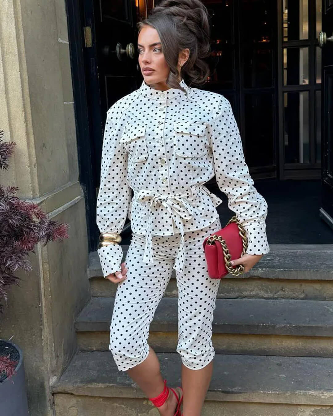 Conjunto Jia de pantalón de lunares y cintura alta