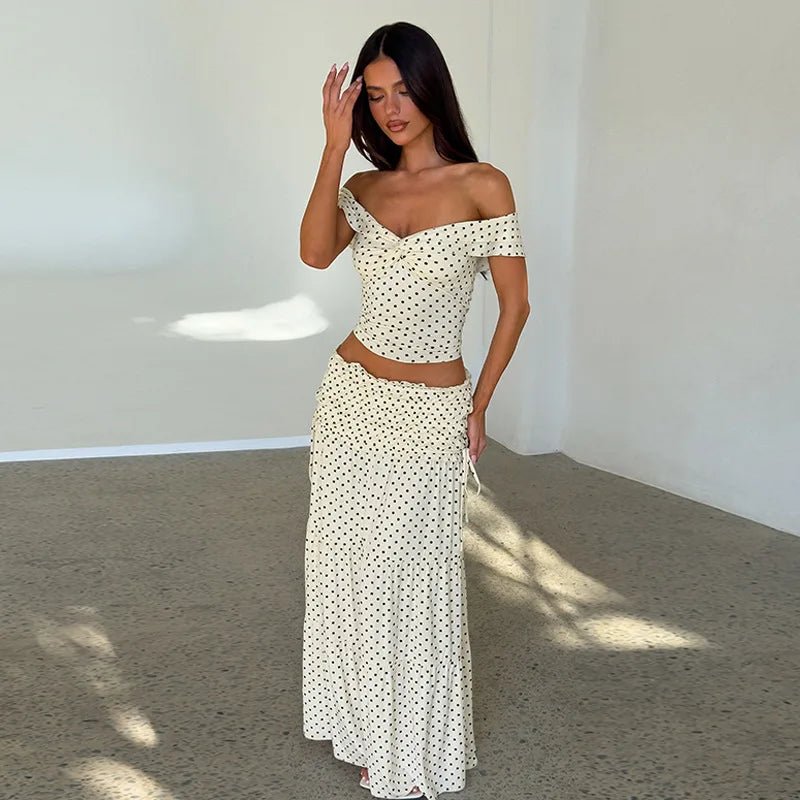SOERA Maisie Off - Shoulder Crop Top Skirt Set - Set - 1005010510304710-;qg1776146840671238216 White M