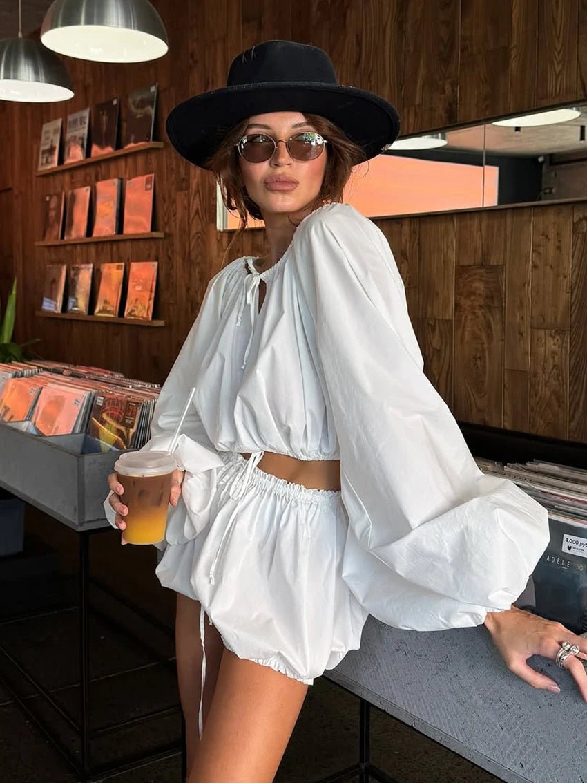 SOERA Zoe Off - the - shoulder & Shorts Set - Set - pV1775689430717737442 White S