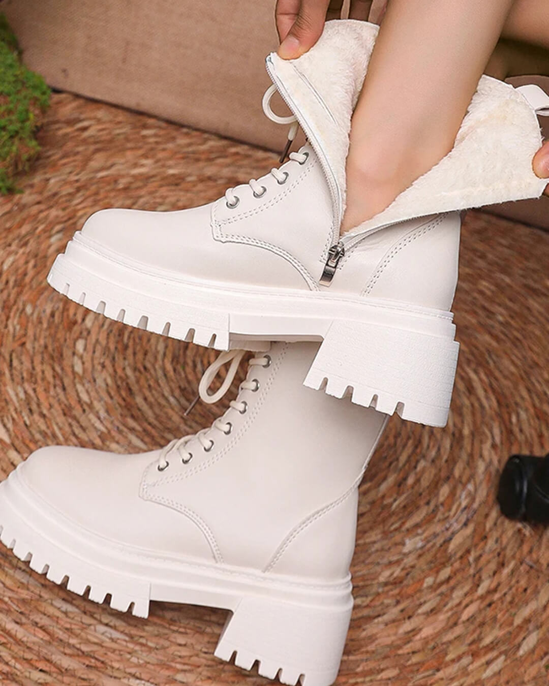 SOERA Angela Plush Ankle Boots - Shoes - 1005010186137546-;bS1769140528596519357 Beige 39