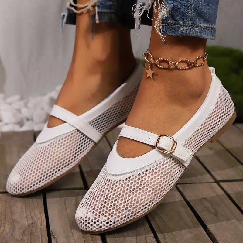 SOERA Hermione Mesh Mary Jane Ballet Flats - Shoes -  Black 35