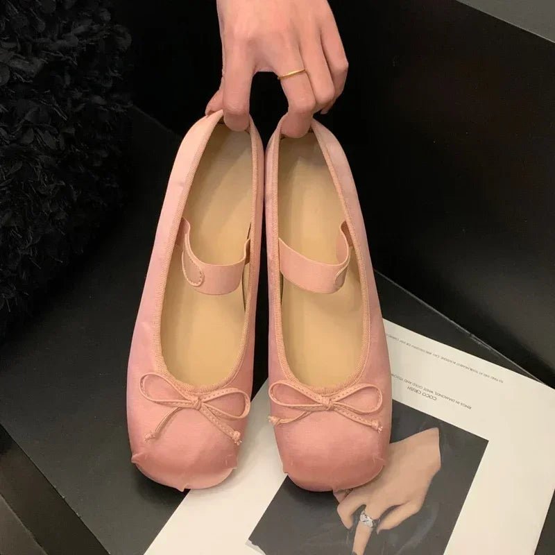 SOERA Pamela Bowtie Satin Ballet Flats - Shoes - 1005006308783003-;Tr1772045931427647465 Pink 35