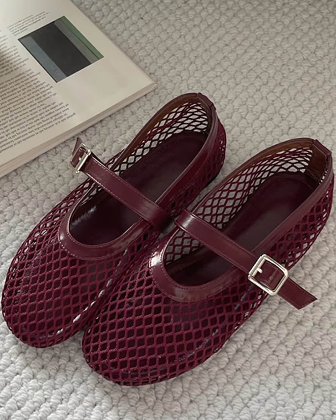 SOERA Rebecca Mesh Ballet Flats - Shoes -  Burgundy 36