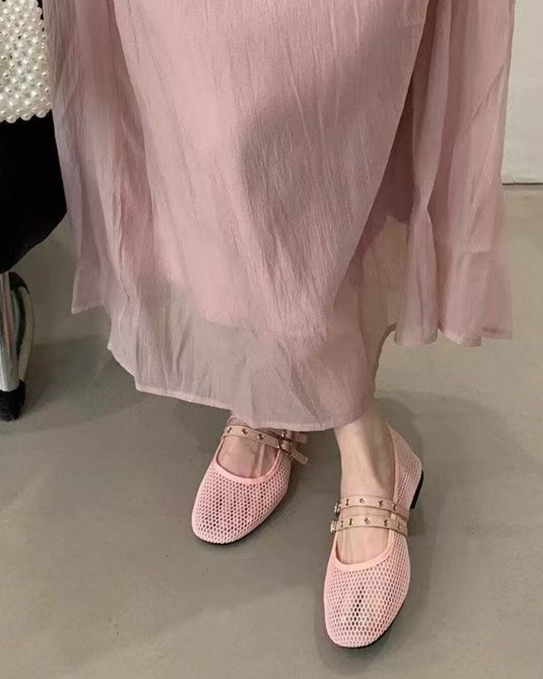 SOERA Valerie Buckled Mesh Ballet Flats - Shoes - 1005008919633161-;Gt1774869391273427941 Pink 36