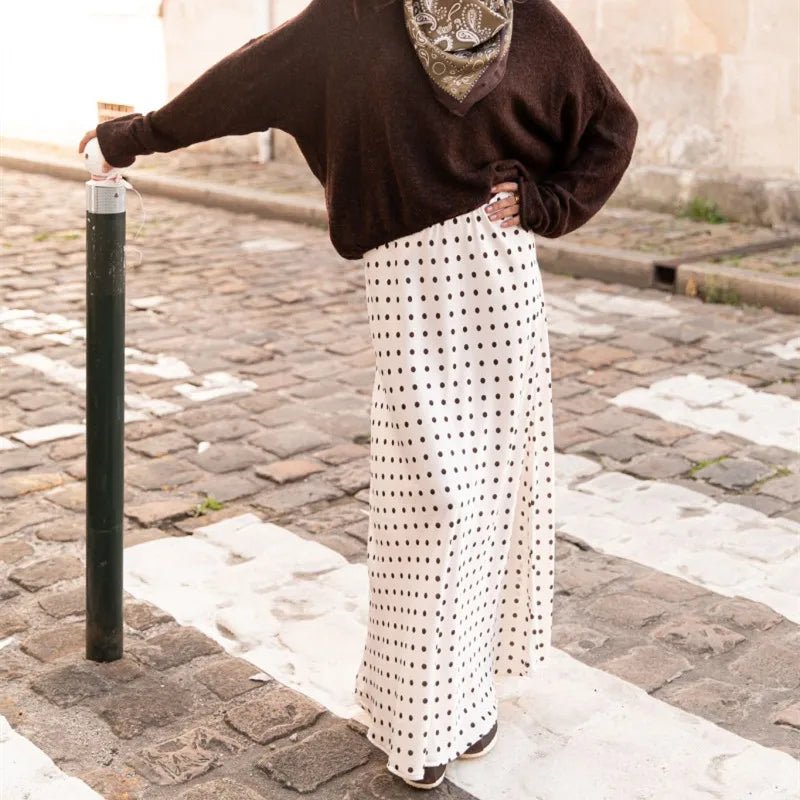 SOERA Beatrice Polka Dot Satin Maxi Skirt - Skirt -  Beige S