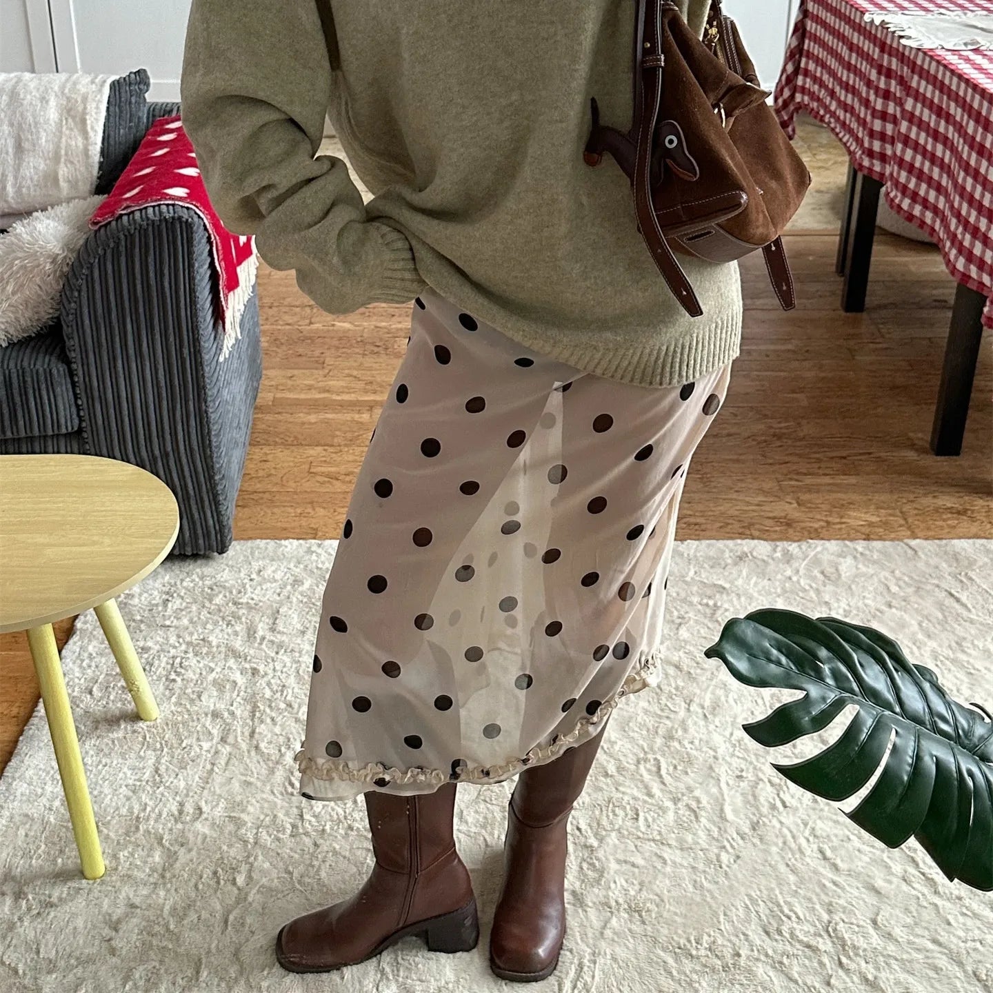 SOERA Bianca Mesh Dot Midi Skirt - Skirt -  White S