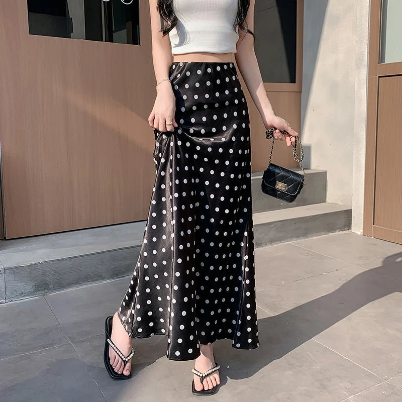 SOERA Bianca Polka Dot Mermaid Midi Skirt - Skirt -  White XS