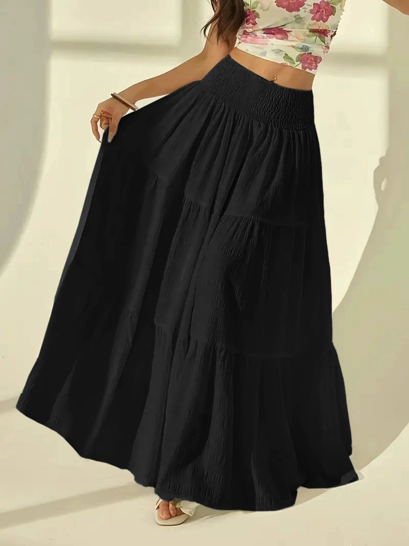 SOERA Celeste Layered Maxi Skirt - Skirts -  Black 0XL