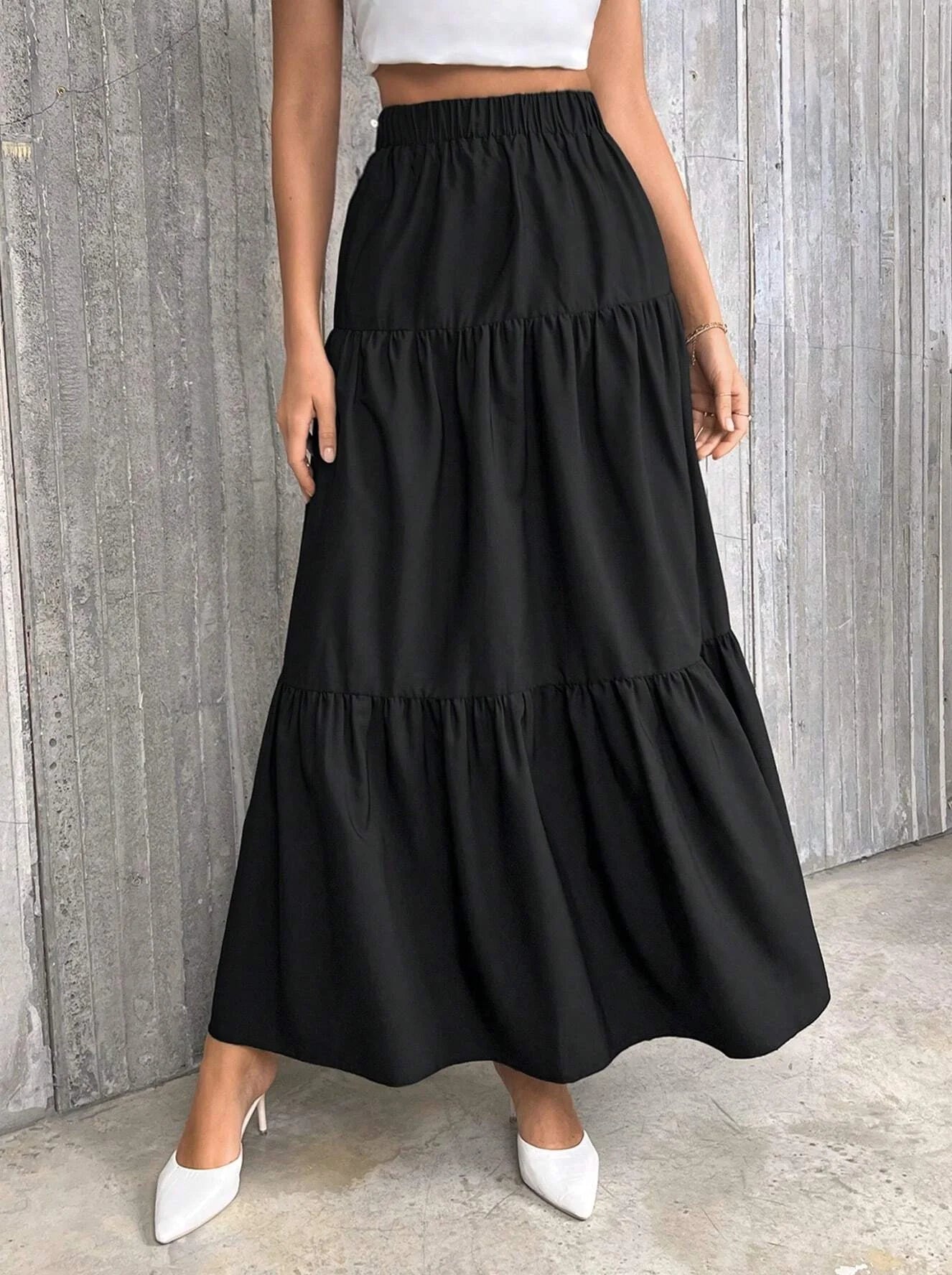 SOERA Idalia High Waist Flounce Hem A-Line Skirt - Skirts -  Black XS