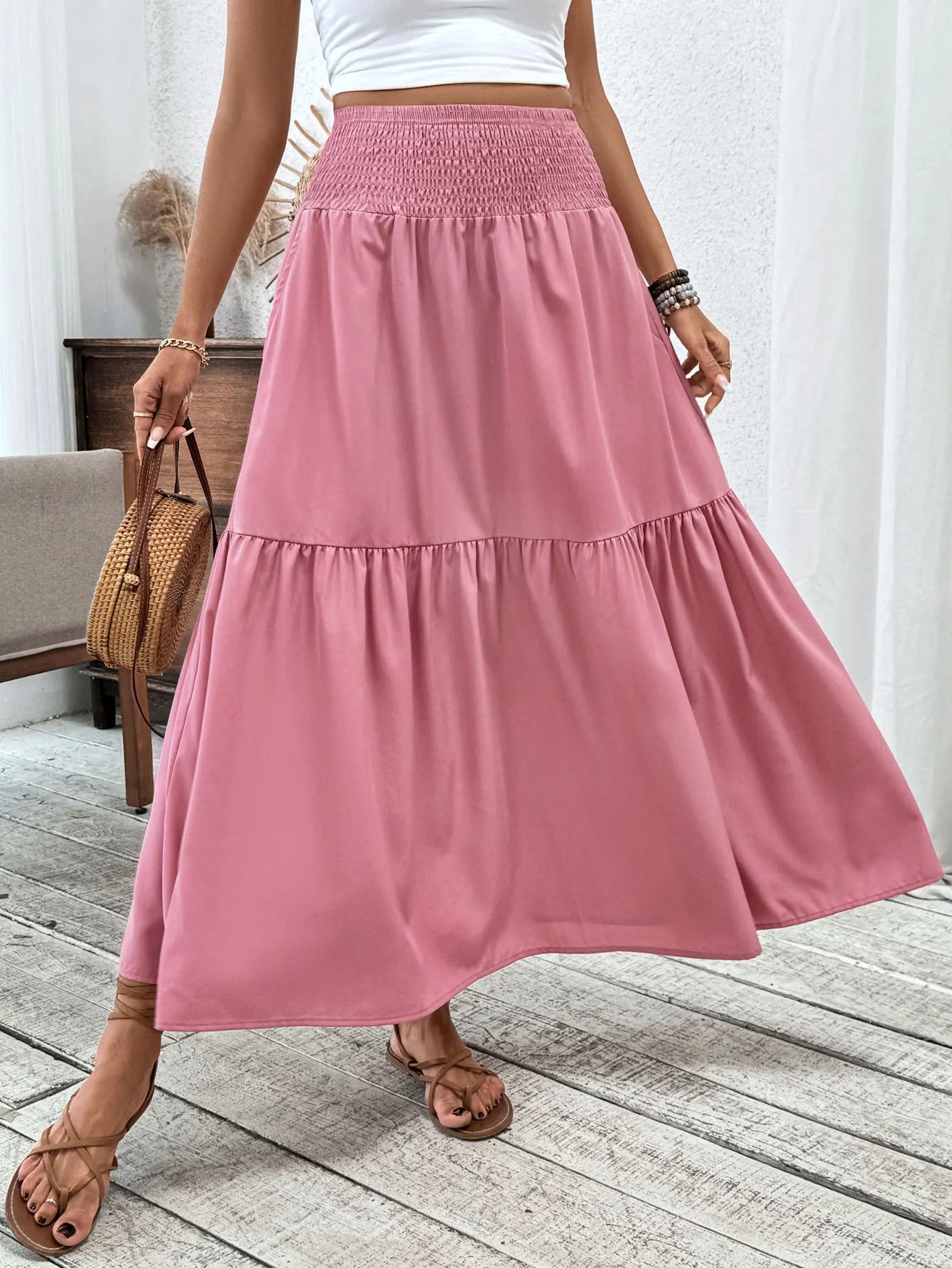 SOERA Rivka Boho Floral Maxi Skirt - Skirts -  Plain Blue S