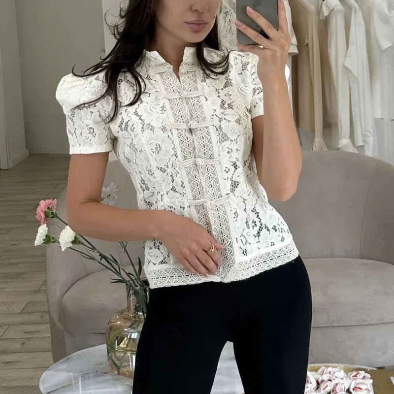 SOERA Brielle Lace Patchwork Cardigan - Sweaters & Cardigans -  Beige XS