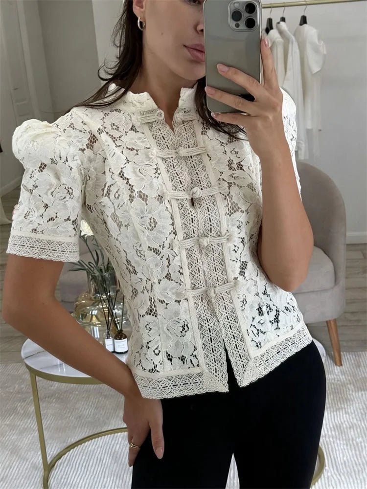 SOERA Brielle Lace Patchwork Cardigan - Sweaters & Cardigans -  Beige XS