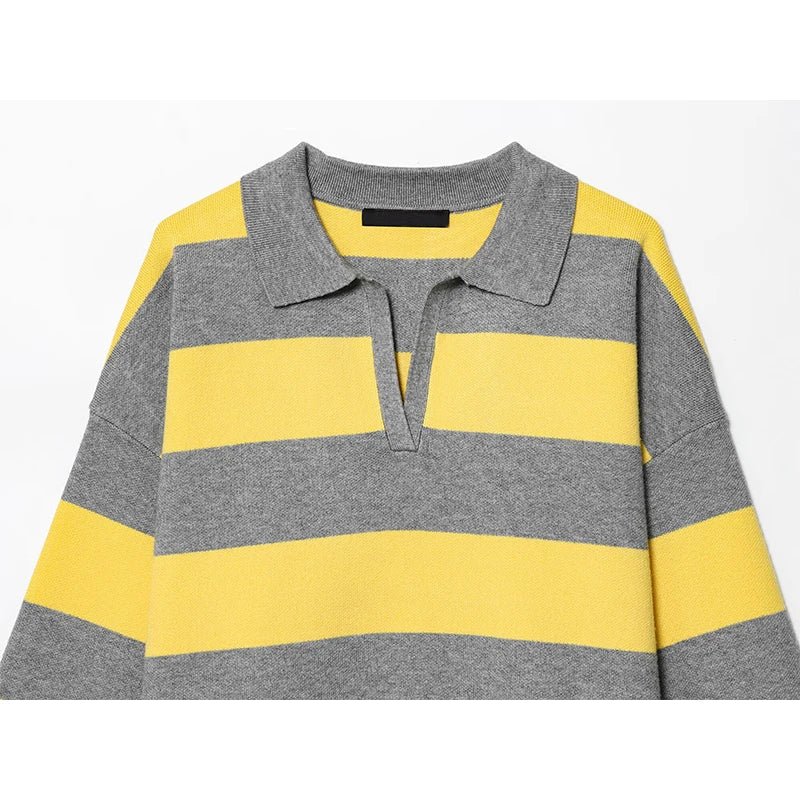 SOERA Elena Striped Polo Neck Sweater - Sweaters & Cardigans -  Yellow M