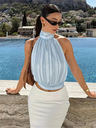 Top corto Sienna sin espalda con cordones