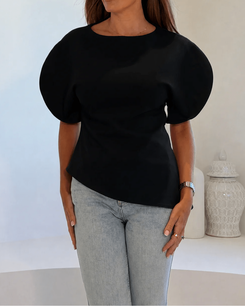 SOERA Sienna Tricot Balloon Sleeve Top - Top - SOERA-585475-M-BLACK-73731 Black M