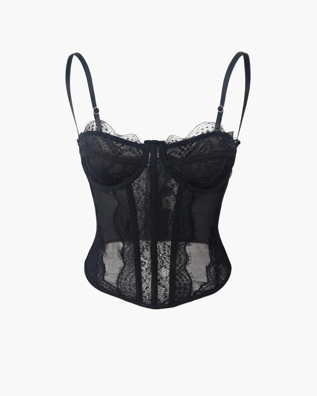 SOERA Antonia Strap Lace Corset Top - Tops - 1005007496391510-;tg1770650303033348318 Black S