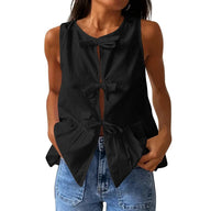 Bianca top tipo tank com laço peplum