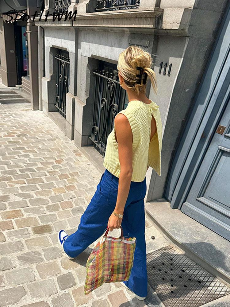 SOERA Iris Open - Back Knitted Sleeveless Top - Tops - FA1771188465069501254 L