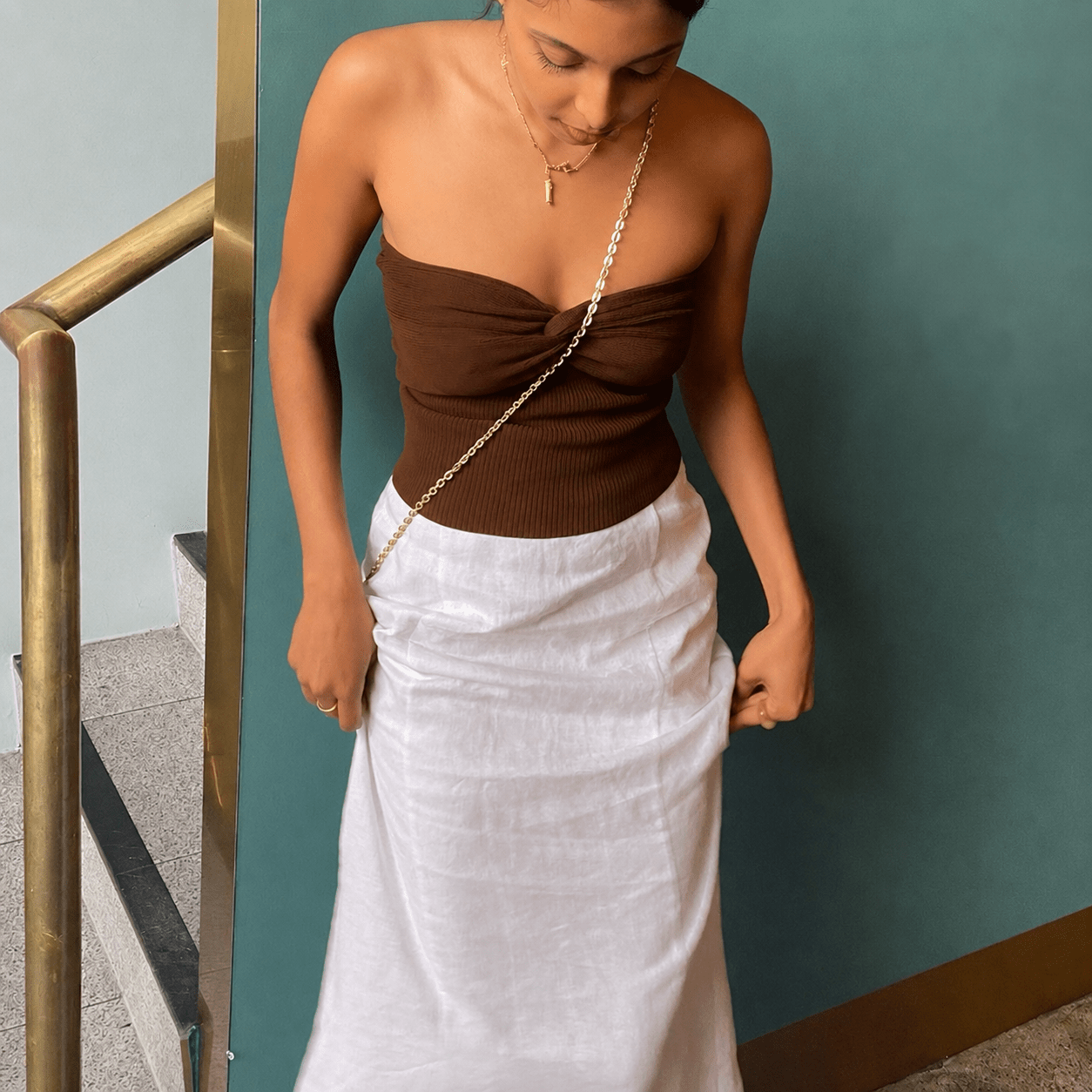 SOERA Iris Strapless Off Shoulder Top - Tops -  Brown XS