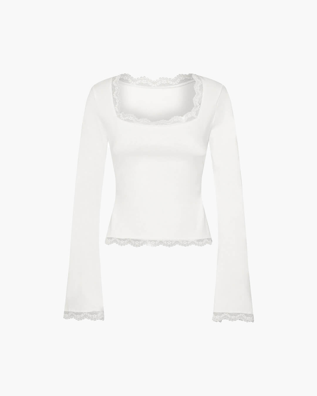 SOERA Jackie Lace Trim Square Neck Top - Tops - 1005009888508655-;mJ1768904312565923872 White S