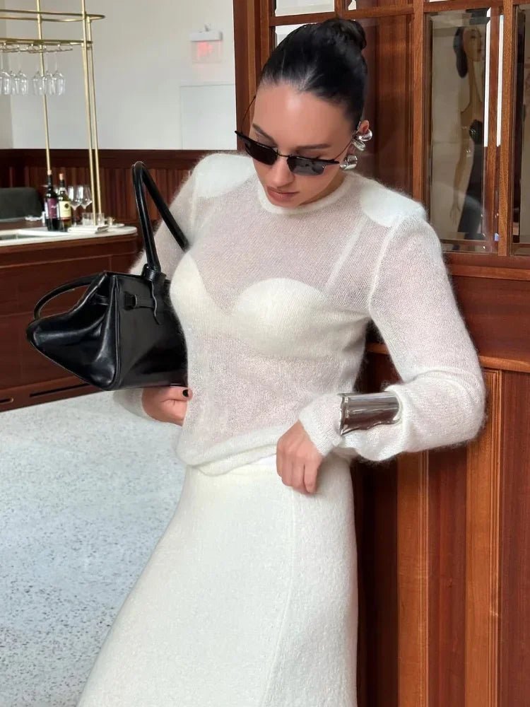 SOERA Maricar Slim Fit Sheer Pullover - Tops - 3256810170403788-;um1766554850588423231 White S