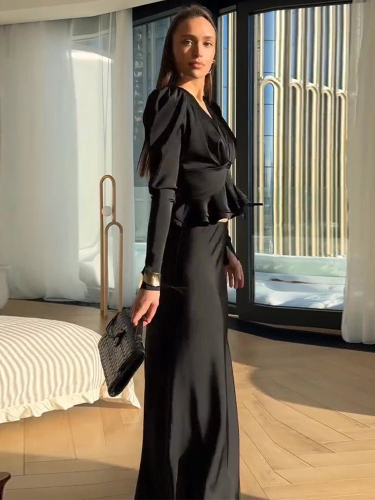 SOERA Nicky Pleated Puff Sleeve Top - Tops - 1005011782672937-;cF1775436738105744864 Black M