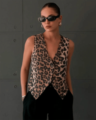 Colete com padrão leopardo Bianca
