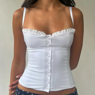 Top tipo espartilho Viviana com patchwork de renda