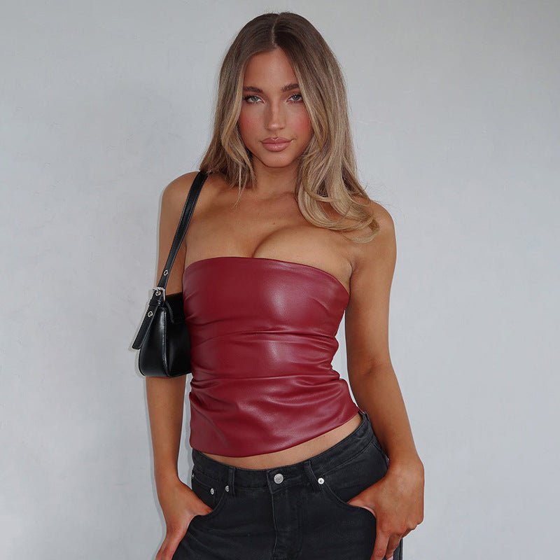 SOERA Yassi faux leather Top - Tops - Vt1763304746556679072 Burgundy S