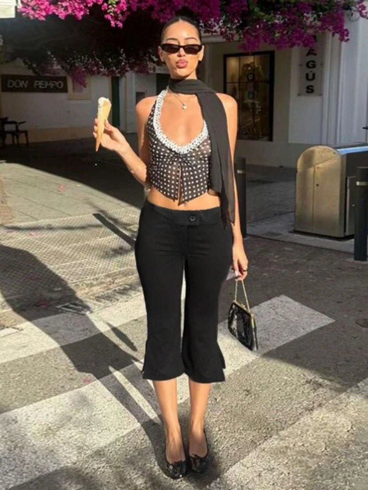 SOERA Juliette Black Capris Pants - Trousers - 1005010009819776-;YW1769140532409433810 L