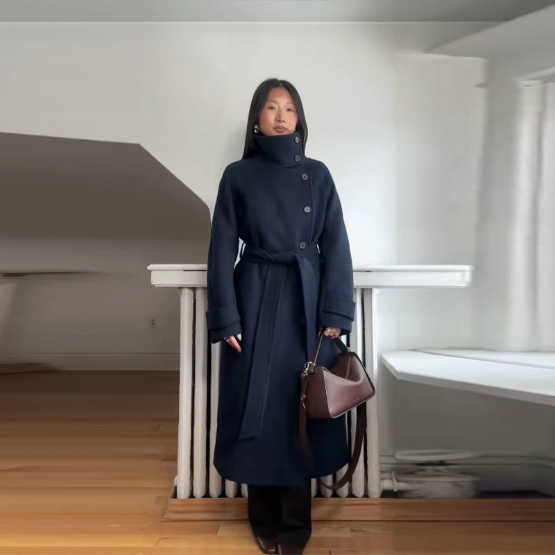 SOERA Claudine Long Belted High Collar Coat - Women's Coats & Jackets - YU1762239701861157151 Black S