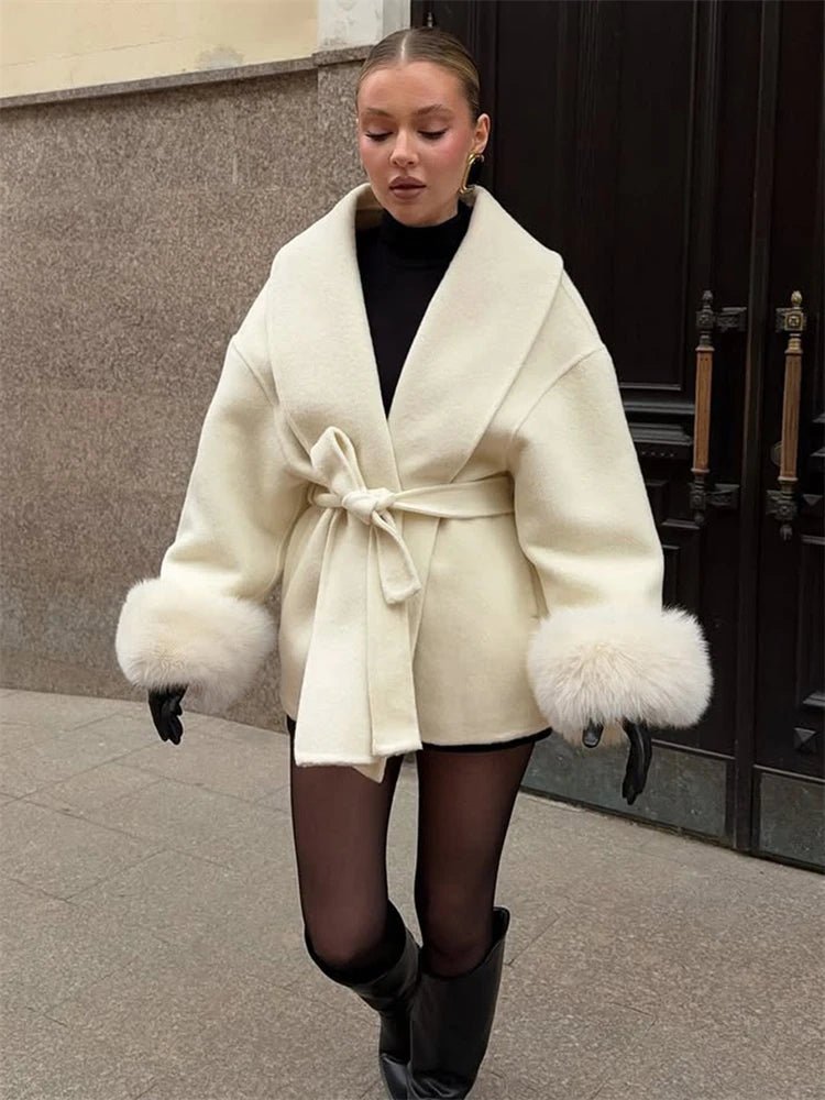 SOERA Wool Coat with Faux Fur - Women's Coats & Jackets - 3256809512722732-;Dp1766845283308655197 Beige S