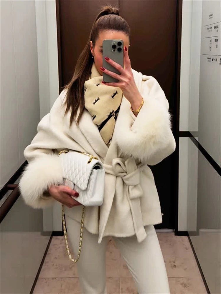 SOERA Wool Coat with Faux Fur - Women's Coats & Jackets - 3256809512722732-;Dp1766845283308655197 Beige S