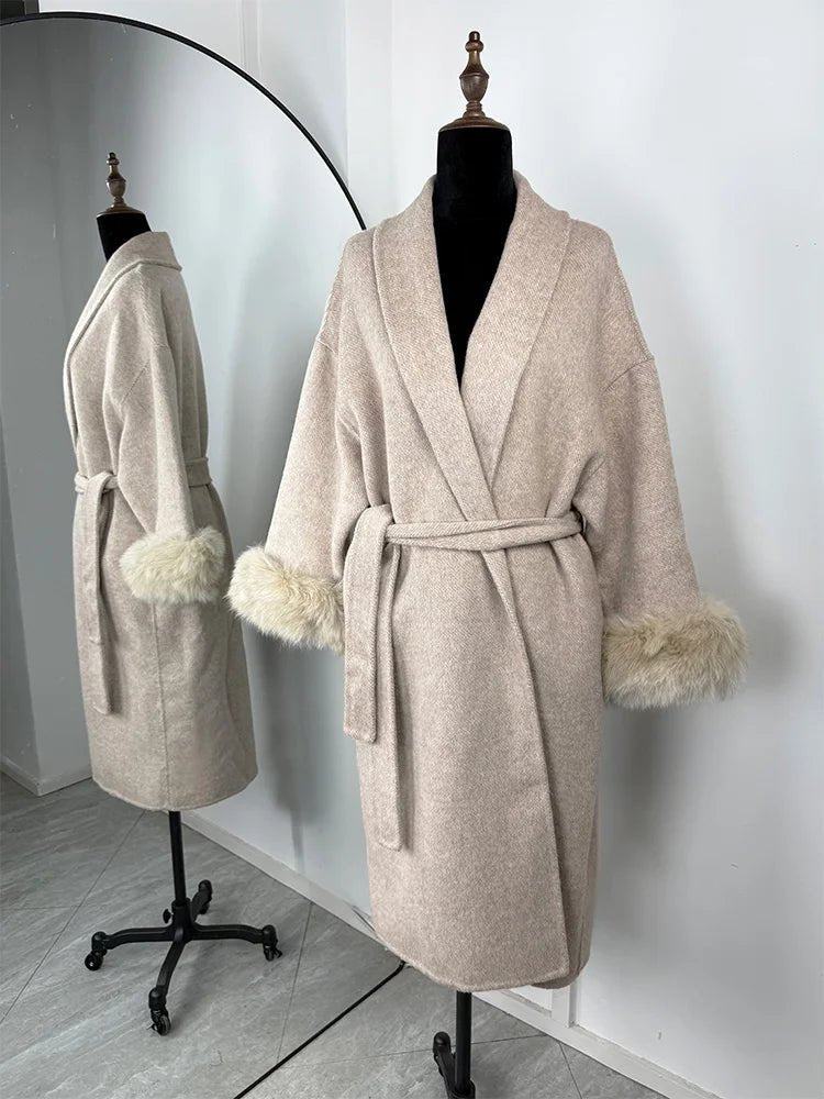 SOERA Wool Coat with Faux Fur - Women's Coats & Jackets - 3256809512722732-;Zt1766845283313244751 Long Beige S